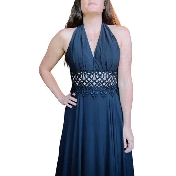 Vtg Cache Dress Womens 6/8 Black Evening Cutout Prom Formal Wedding Whimsigoth - Picture 5 of 16